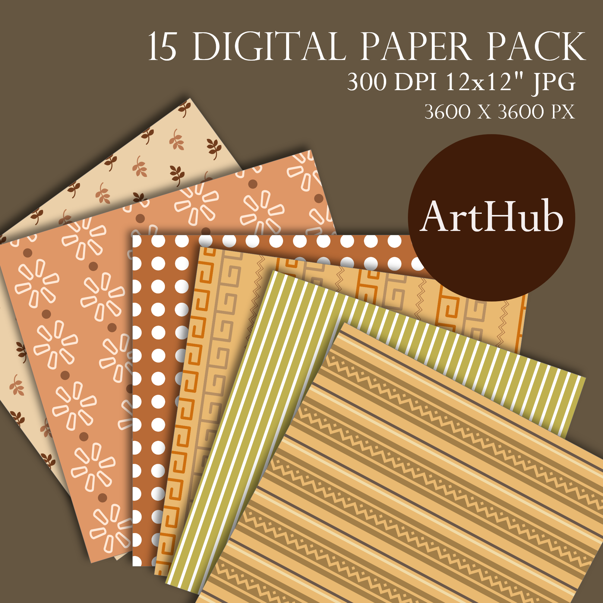 15 dark brown digital paper pack, Scrapbook Collage Sheets, pattern paper for print