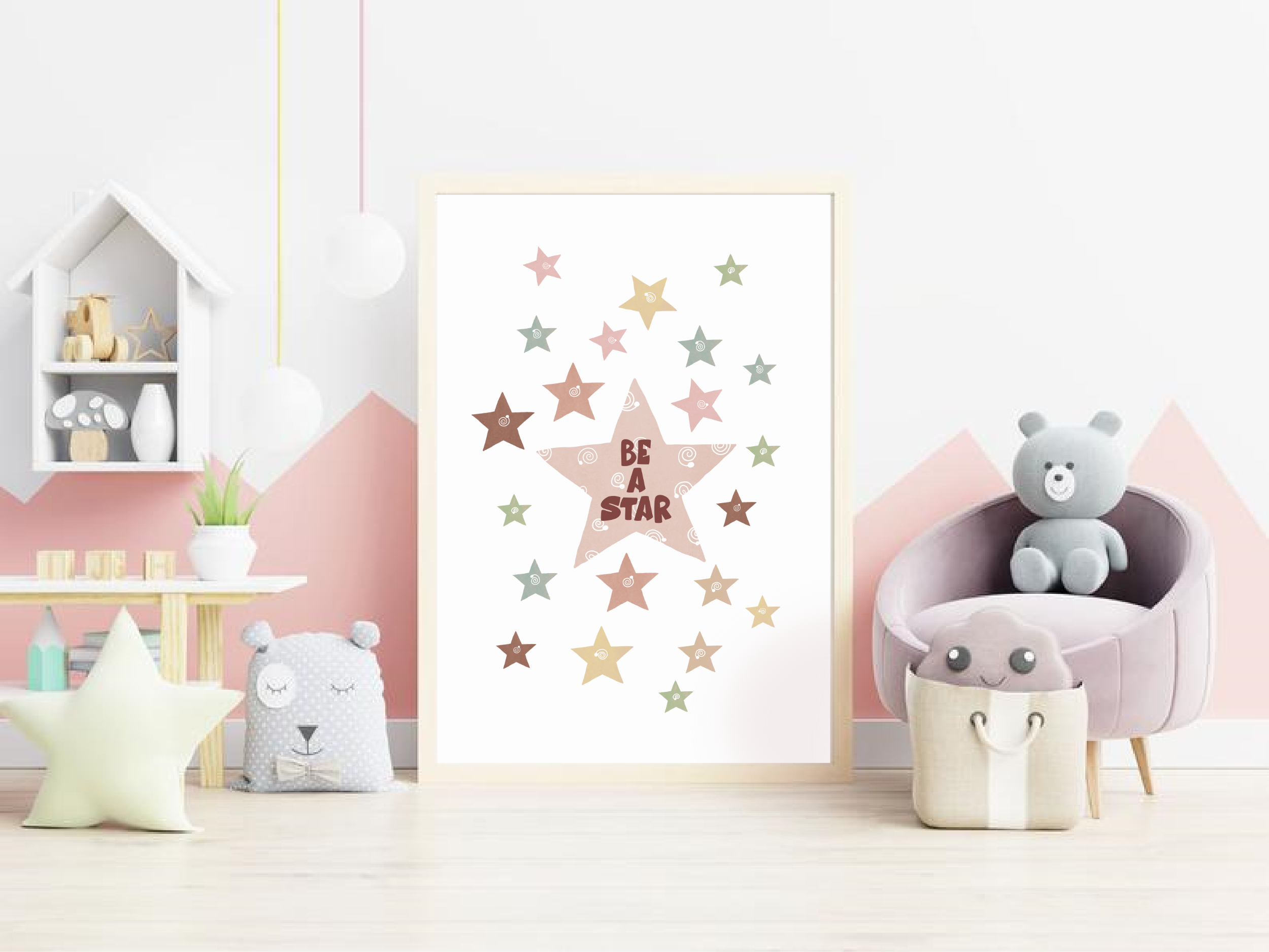 Be a Star nursery Quote, Girl's room Decor, Star Print, Digital Download