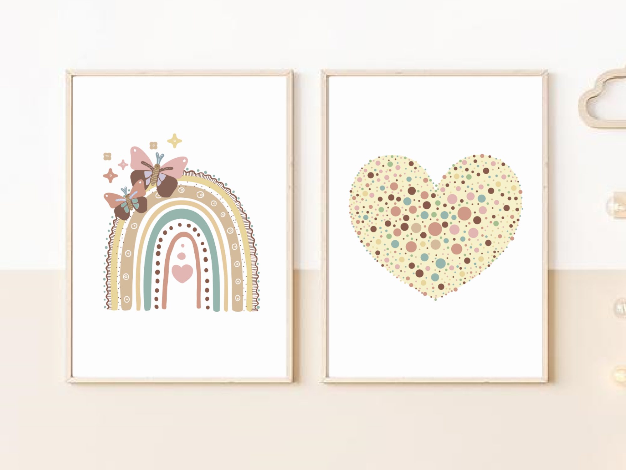 Set of 2 | Nursery Prints | Rainbow Print | Heart Kids Prints | Playroom Prints | Minimalist Nursery