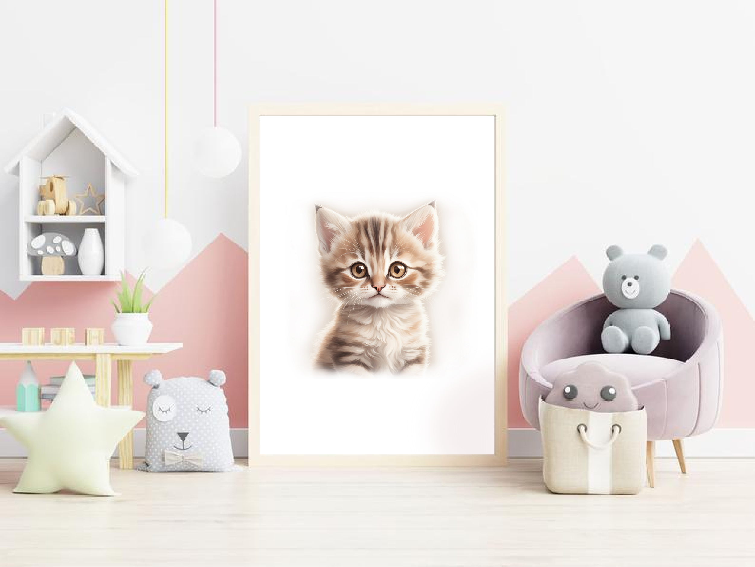 Cute Cat Decor, Cat Nursery Wall Art Printable, Baby Animals Digital Prints