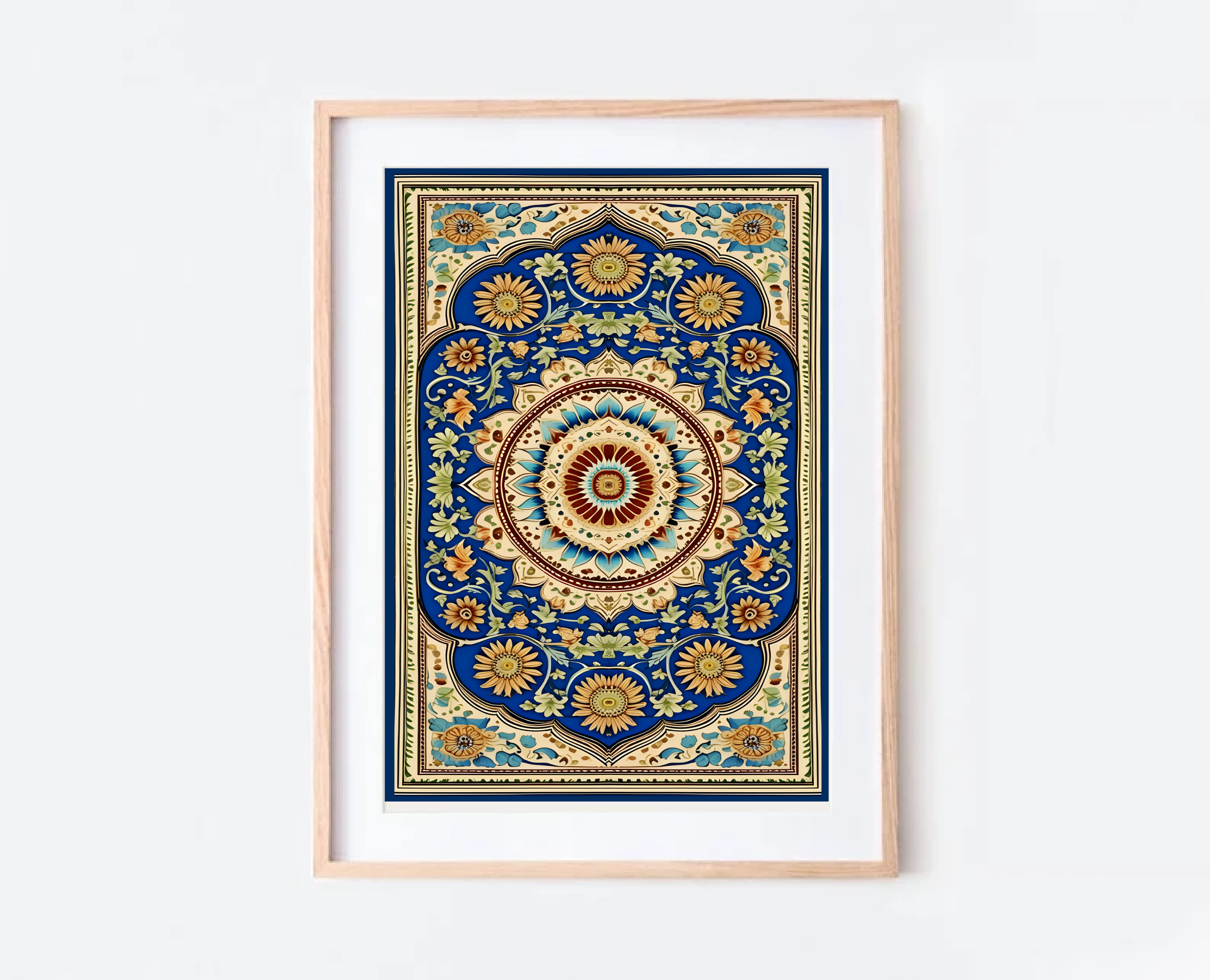 Indian Art, Indian traditional Floral Mughal Style Art, Islamic Art Print, Floral Art