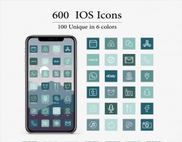 600 IOS 14 App Icons Pack, 100 Unique Icons In 6 Colors, Boho, IPhone App Covers, Teal