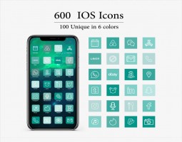 600 IOS 14 App Icons Pack, 100 Unique Icons In 6 Colors, Boho, IPhone App Covers, Teal Light