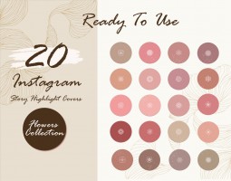 20 Instagram Highlight Icons, Flowers Collection, Pastel Boho Covers