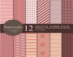 12 blush digital paper pack, Scrapbook Collage Sheets, pattern paper for print