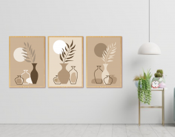 3 Wall art vase prints, boho art,  Modern Art Digital Print Download Printable Art
