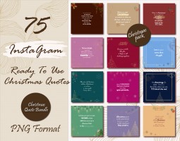 75 Christmas Instagram ready to use quotes, Christmas quotes bundle pack, png format
