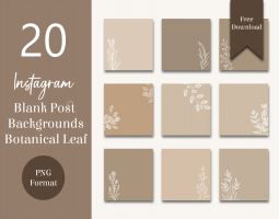 20 Instagram post blank backgrounds free download, Nude tones, botanical leaf