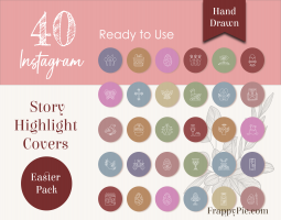 40 Easter Instagram Highlight Icons, Hand Drawn Highlight covers, Instant Download