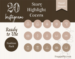 20 Fashion Instagram Highlight Icons, Hand Drawn Highlight covers, Instant Download