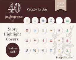 40 Instagram Fashion Highlight Icons, Hand Drawn Highlight covers, Instant Download