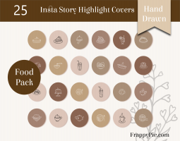 25 Food Instagram Highlight Icons, Hand Drawn Highlight covers, Instant Download