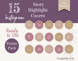 15 Fruits hand drawn Instagram Highlight Icons, Free Download