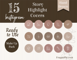 15 Make-Up Instagram Highlight Icons, Hand Drawn Highlight covers, Instant Download