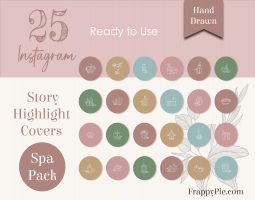 25 Spa Instagram Highlight Icons, Hand Drawn Highlight covers, Instant Download