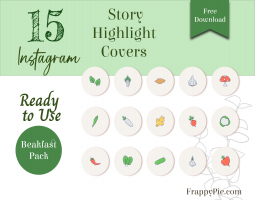 15 Vegetables hand drawn Instagram Highlight Icons, Free Download