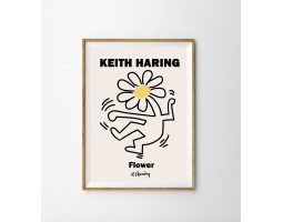 Keith Haring Dancing Flower print, Danish Pastel Pop Art poster, Haring wall art