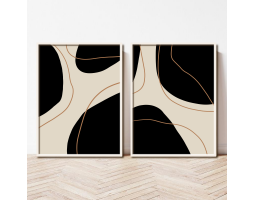 Wall Art Print Set of 2, Neutral Abstract Geometric Digital download Prints