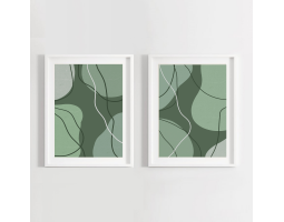 Green Abstract Art Print, Green and White Abstract Art, Printable Art, Print Set Of 2
