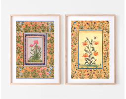 Vintage Indian Art Print Set of 2, Mughal Vintage Art set, Vintage Wall Art, Miniature Art