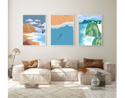 Landscape Boho Wall Art Print, Set of 3, Art Print, Minimalist Art Print, Ocean Art Print