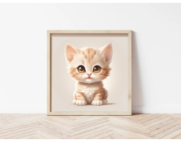 Cute Cat Decor, Cat Nursery Wall Art Printable, Baby Animals Digital Prints, Size 20x20in