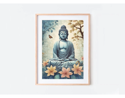 Indian Art, Indian Buddha Art Print, Folk Art, Buddha in Nature